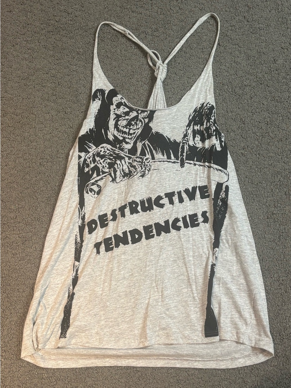 UO Obesity and Speed Nothing Sacred Grey Grim Reaper Tank Top Small Destructive